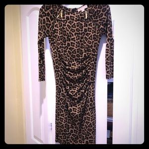 Michael Kors three quarter sleeve leopard dress